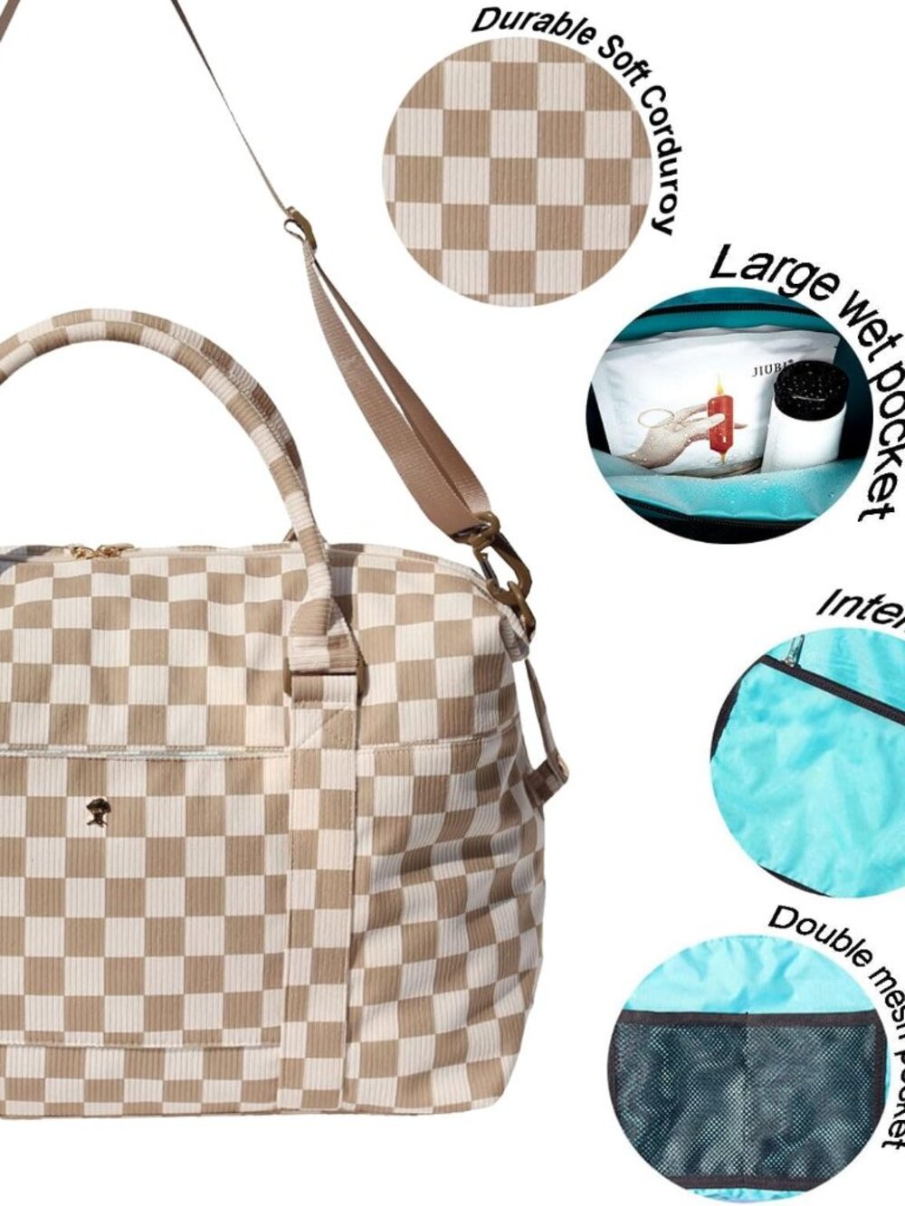 Travel Tote Duffel Gym Bag,Weekender Overnight Carry-on Tote Crossbody Bag with - Picture 3 of 7